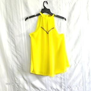 JADA ELEGANT FLORENCE YELLOW SLEEVELESS HALTER NECK BLOUSE  SIZE L /XL SIZE S/M